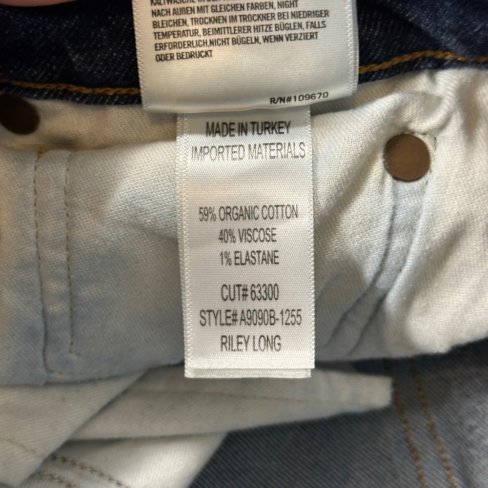 AGOLDE Riley Long High Rise Straight Jeans 27 Dark Blue Button Fly A9090B-1255 - Picture 8 of 11